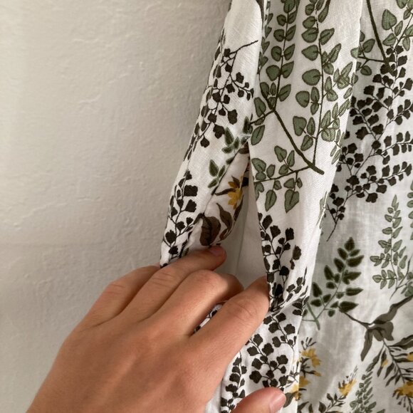 Cynthia Rowley 100% Linen White Floral Fern Shift Dress Womens Small Lagenlook - Picture 6 of 11